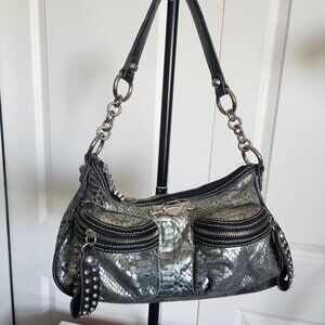 Kathy Van Zealand Vintage Studded Metalic Pewter Bag Purse Chain Stud Details
